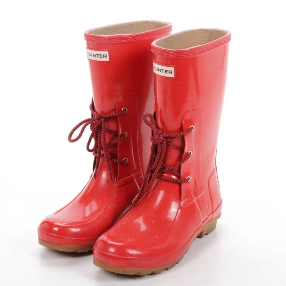 Hunter Mid Calf Lace Up Rain Boots Shoes